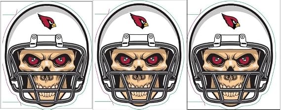 Arizona Cardinals Stickers 3 Pack, Skull Helmet Sticker Decals, NFL Team Fan Creations, Falcons Decals for Cars, Laptops, Water Bottles & More