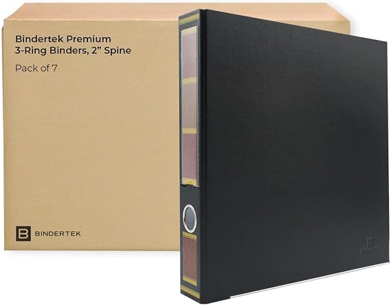 3-Ring Premium Binder, 7pk - Barrister Black, 2" Spine, by Bindertek