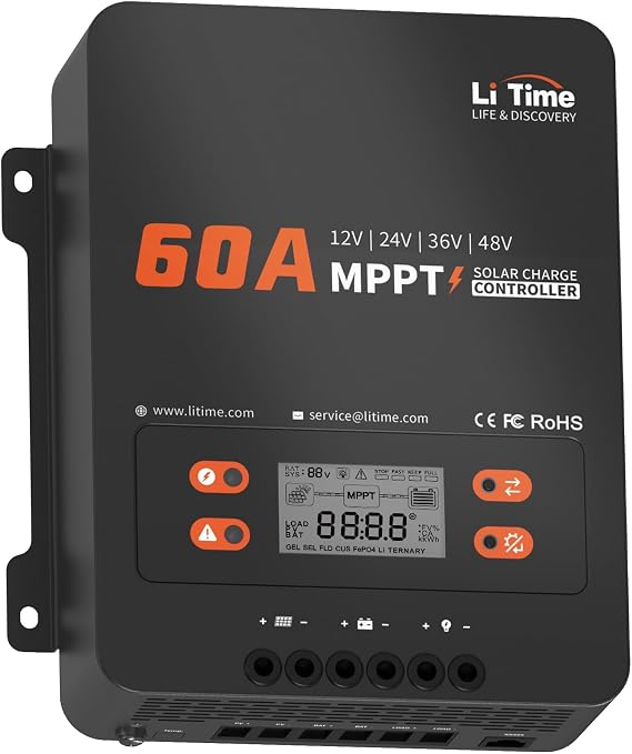 LiTime 12V-48V 60A MPPT Solar Charge Controller, Max 200V PV Input