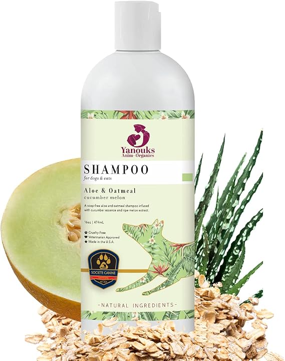 Anim-Organics- Aloe & Oatmeal Shampoo for Dogs- A Pleasantly Scented General Bathing and Grooming Shampoo - Liposome Technology Used to Sustain The Most Nutrients and Natural Ingredients