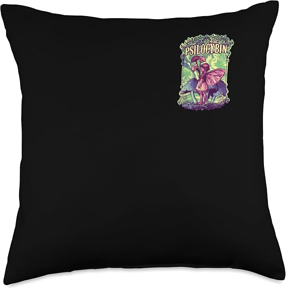 Psilocybin Fairy Mushroom Magic World Minimalist Throw Pillow