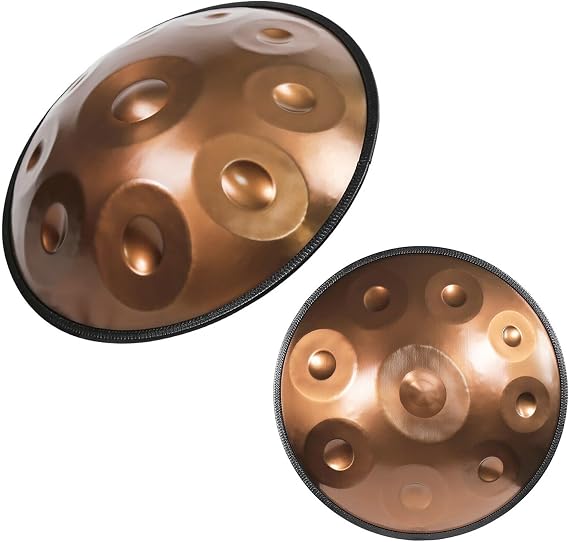 ORANGES 440hz Hand pan Steel Adults Handpan Drum 22inch Gold Instrument in D Minor 9/10/12 Notes 432hz with Soft Hand Pan Bag Mallets Bracket (Color : Gold-432Hz, Size : 9 Notes)