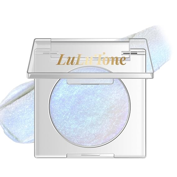 Chameleon Light Blue Duochrome Eyeshadow, Color Shifting Iridescent Metallic Glitter Eyeshadow Palette, Half Magic Holographic Cream to Powder Eye Brightener Shimmer Inner Corner Makeup 05