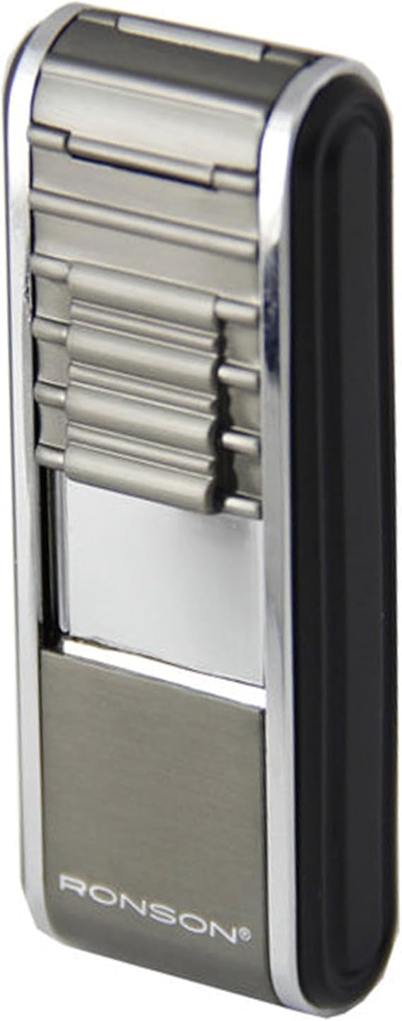 Ronson Curtain jet flame gas lighter grey, Black, RL13008grey