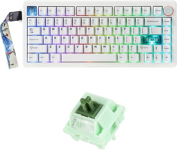 MechLands CIDOO QK75 VIA Programmable 75% Compact Keyboard with KiiBoom Matcha Latte V2 Linear Mechanical Switch Set