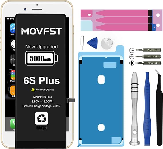 Replacement Battery for iPhone 6S Plus,Li-ion Polymer 5000mAh High Capacity Battery Fit for iPhone 6S Plus Model A1634 A1687 A1699 with Repair Tool Kits