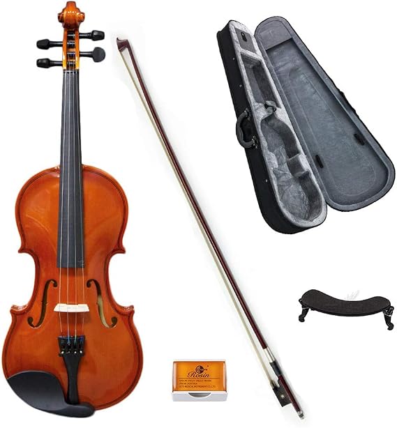 Paititi 1/2 Size VN002 Student Level Acoustic Violin High Flame with Case Bow Rosin and Shoulder Rest (1/2)