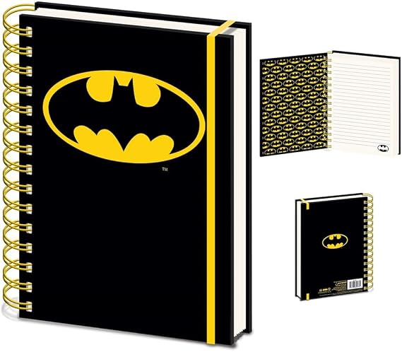 Pyramid Batman Core Wiro Notebook, A5 Size, Black