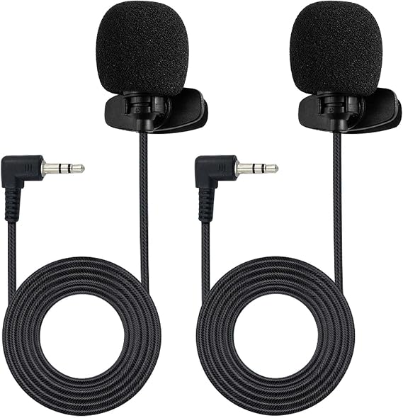 Kinizuxi 2 Pack Lavalier Lapel Microphone,Portable Collar Clip Mic