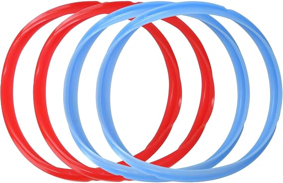 4Pcs Food-Grade Silicone Sealing Rings for Instant Pot 5/6 Quart Pressure Cookers ULTRA 6 Qt, Smart WIFI 6Qt, MAX6Qt, LUX6 Qt, PRO-6Qt, PRO-Plus 6Qt(Blue + Red) by LO MERECES