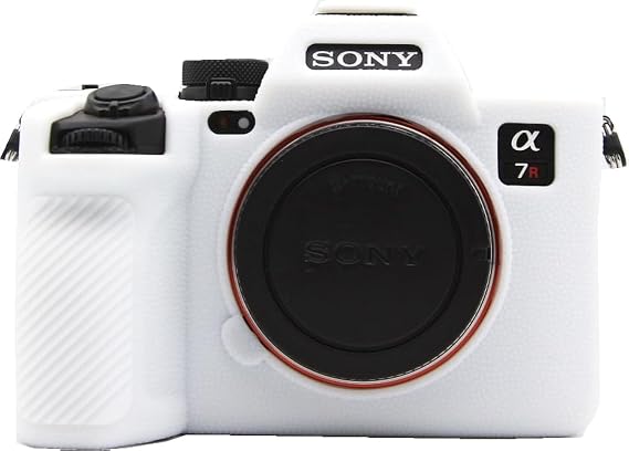 A7R V Camera Case, BMAOLLONGB Frosting Fullbody Thin Lightweight Silicone Camera Skin Body Rubber Cover Case for Sony Alpha A7R V (White)