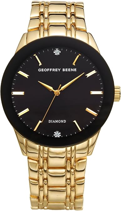 Geoffrey Beene Men's Metal Dress Watch, Genuine Diamond Accent Dial, Classic Quartz, Elegant Design