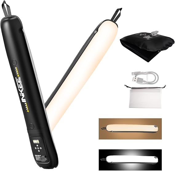 INKEE GC12 12W Bi-Color Handheld Inflatable Light LED Tube Light Video Light, 2700K-6500K Portable LED Video Light with Built-in Battery, CRI 95+, for Photography & Video Recording