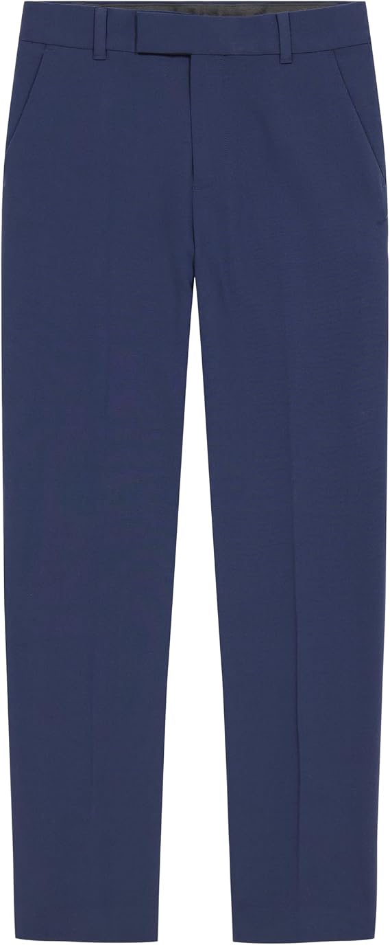Calvin Klein Boys Flat-Front Bi-Stretch Dress Pant, Straight Leg Fit, Belt Loops & Front Pockets