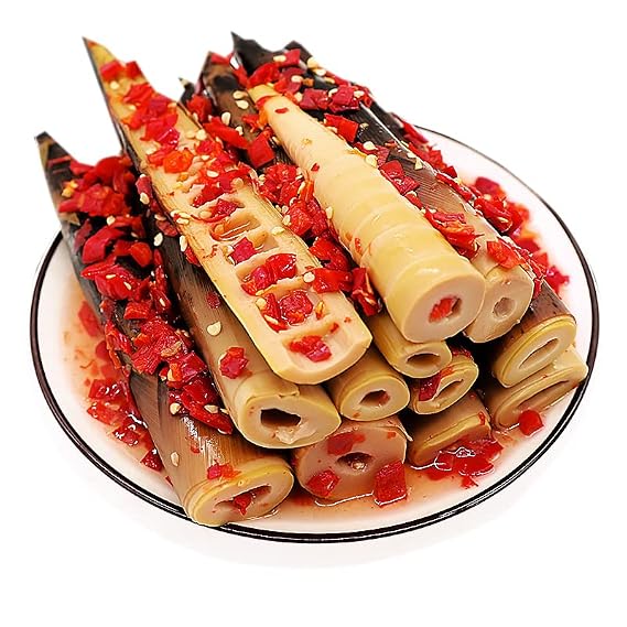 Hand peeled bamboo shoots 230g/bag,Ready-to-eat Pickled Pepper Crispy Bamboo Shoots,spicy Chinese snack spicy strips,Fresh Mountain Pepper Bamboo Shoots (Spicy flavor,1 bag)