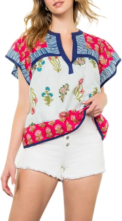 Argeousgor Women's Y2K Ruffle Cap Sleeve V Neck Peplum Shirt