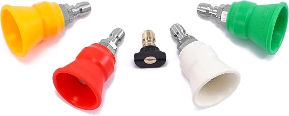 RIDGE WASHER Pressure Washer Nozzle Guard, Power Washer Nozzle Tips with Protector Holder, 5 Pressure Washing Tips with 1/4" Quick Connect, Orifice 3.0