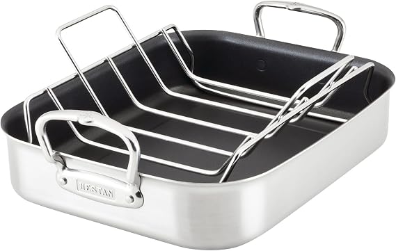 Hestan Provisions 14.5" Classic Clad Nonstick Roasting Pan with Stainless Steel Rack