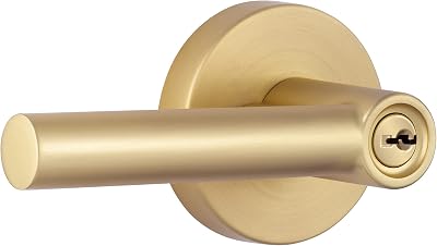 Miseno MLK1012 Elkton Round Rod Single Cylinder Keyed Entry Door Lever Set - Satin Brass