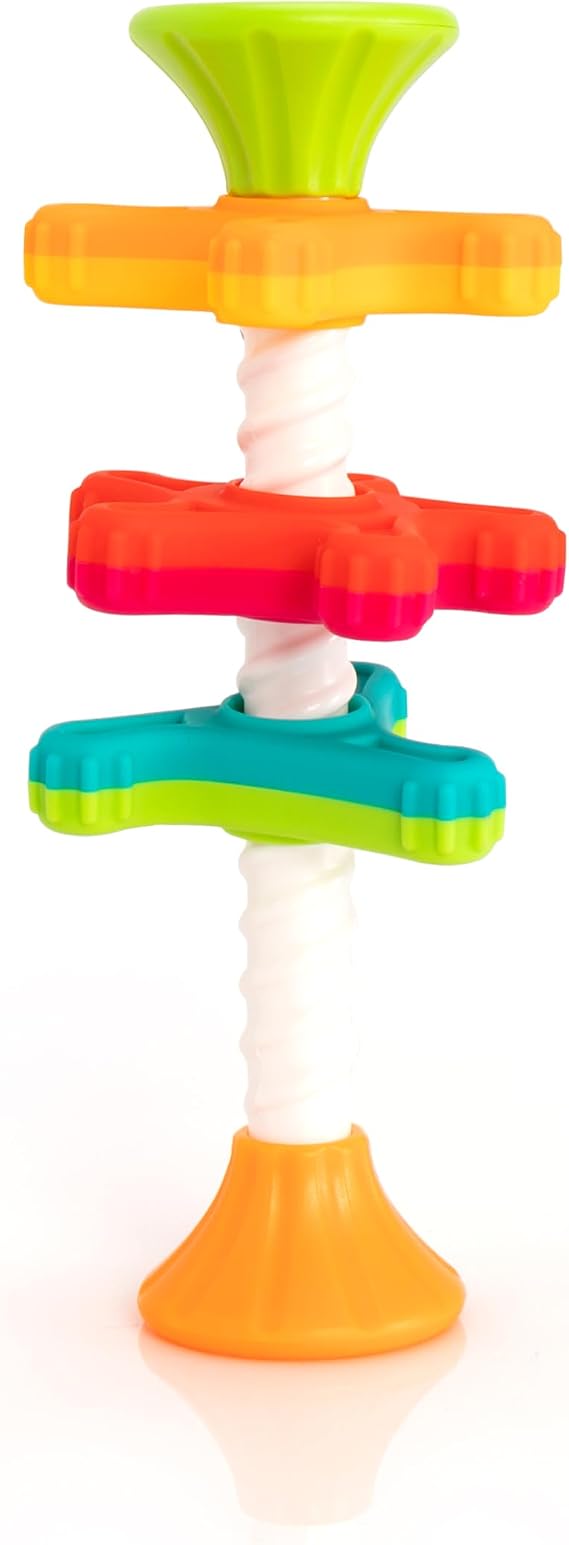 Fat Brain Toys MiniSpinny Travel-Friendly Spinning Textured Sensory Toys for Babies, Toddlers, Fine Motor Skills, Fidget Toy
