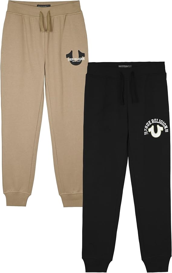 True Religion Boys 2 Pack Fleece Sweatpants Stylish & Comfortable Jogger Pants Set for Active Kids