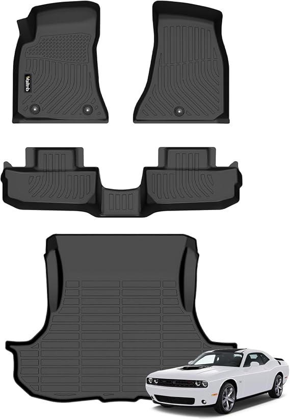 Wailtnb- for Dodge Challenger 2015-2023 RWD Floor Mat Cargo Liner All Weather Floor Liner Car Mat for Challenger RWD Custom Fit Automotive Full Set Accessories