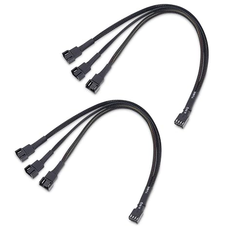 Cable Matters 2-Pack 3 Way 4-Pin PWM Fan Splitter Cable, 12 inches / 30 cm | 1x PWM-Controlled with 2 Followers, PC Fan Splitter 1 to 3 Converter