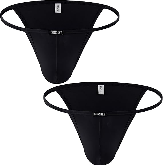 iKingsky Men's String Bikini Underwear High-leg Opening Briefs Sexy Brazilian Cut Bulge Underwear