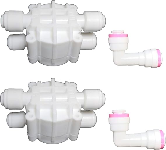 Malida 1/4 Inch tube Automatic Shut Off Valve Push to Quick Connect Fittings For Reverse Osmosis Water Purifiers Filters (4 Way Shut-Off Valve)