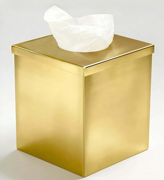 Gold Plated Metal Square Tissue Box Cover Holder