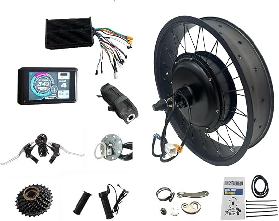 Fat Electric Bike Kit 60V/72V 2000W Fat tire Snow Bike Rear Wheel Hub Motor Kit with Dual 45A sine Wave Controller, TFT UCK1 Color Display,7-Speed flywheel and Torque arm