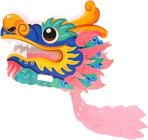 kowaku Handmade Paper Dragon DIY Material Kits Prop Kids Toy Ornament Practical Lovely Accessories for Outdoor Wedding Christmas Spring Festival, Pink 45x38cm