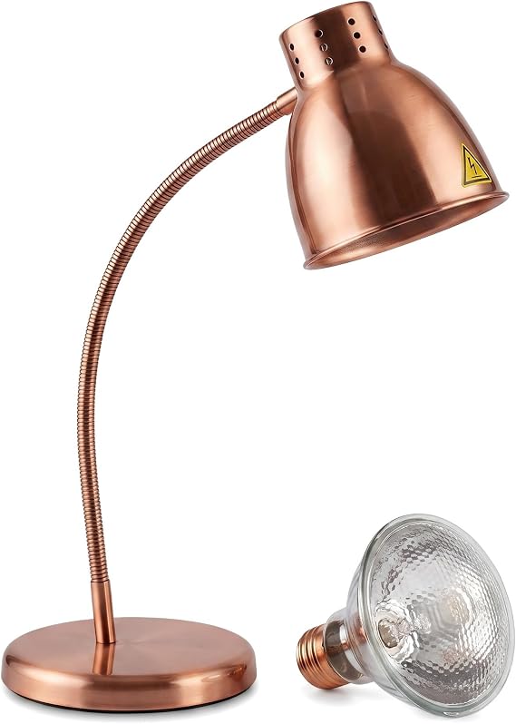 Countertop Food Heat Lamp Infrared Food Warmer Copper Food Lamps with 250 Watt Heating Bulb