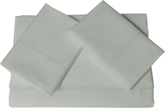 Tribeca Living Luxury 800 Thread Count King Sheet Set, 100% Egyptian Cotton Sateen, Deep Pocket Sheets, Soft & Breathable, Elegant Hemstitched Design - Silver Grey