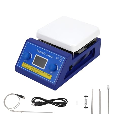 Magnetic Stirrer Hot Plate w/Stir Bar Retriever, 100-2000RPM Hot Plate Stirrer w/Stir Bar, Max Temp 300C/572F Magnetic Hotplate Stirrer, Max 5L Capacity Hot Plate with Magnetic Stirrer (Blue)