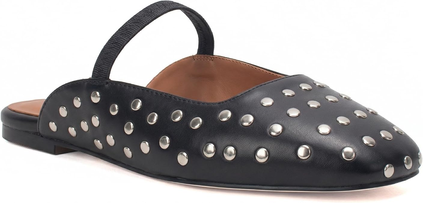 Flat Mules Sandals for Women Square Toe Mary Jane Flats Slip on