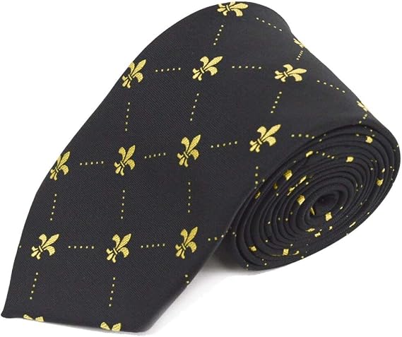 Royal Fleur De Lis Classic and Traditional Necktie, Luxurious Diamond Dotted Tie with a Satin Finish for Men.