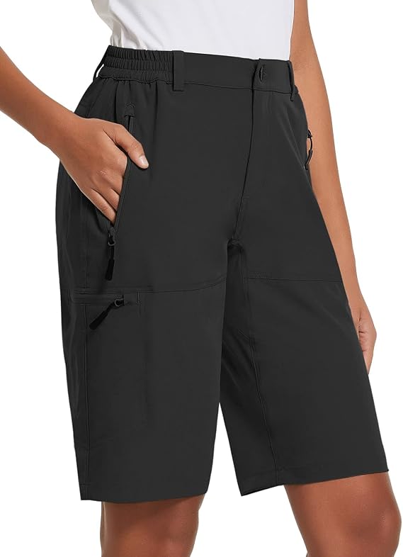 baleaf Women's Long Hiking Bermuda Shorts Quick Dry Summer Golf Shorts Lightweight with Pockets UPF 50+ for Camping, Work