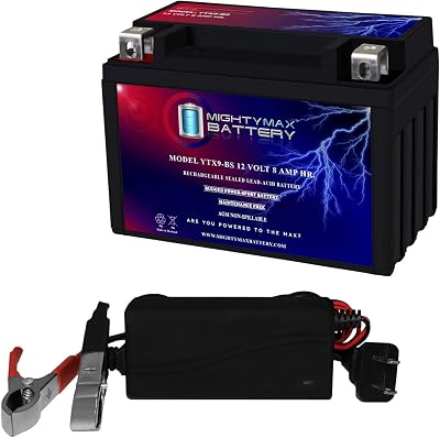 Mighty Max Battery YTX9-BS Replacement Battery Compatible with UPlus YTX9-BS  12V 1Amp Charger