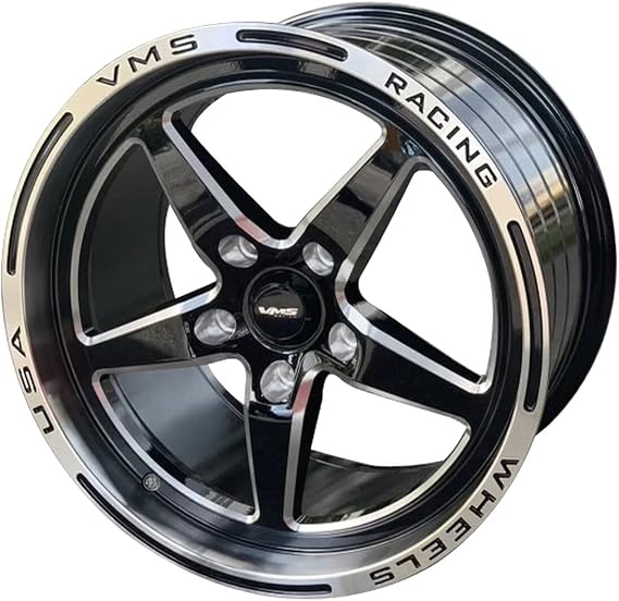 VMS RACING Wheels Star 17X10 5X114.3 54 ET 73.1 CB Polished Lip Black Milling Finish