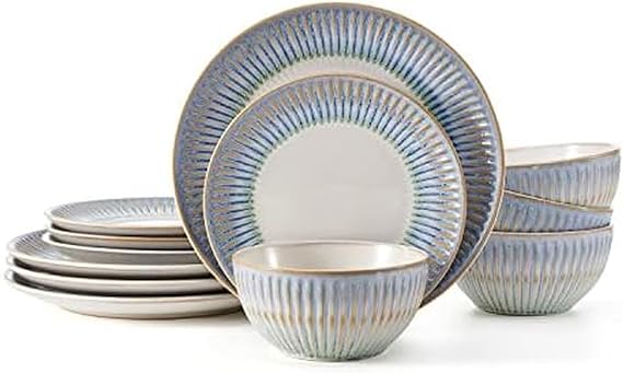 Pfaltzgraff Hensley Blue 12 Piece Dinnerware Set, Service For 4