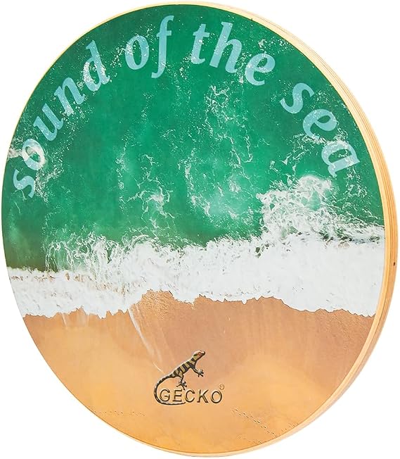 Gecko Ocean Wave Percussion Instrument - 14.6 Inch Birchwood Frame with Beads for Meditation, Sensory Play, Music Education, and Live Performances