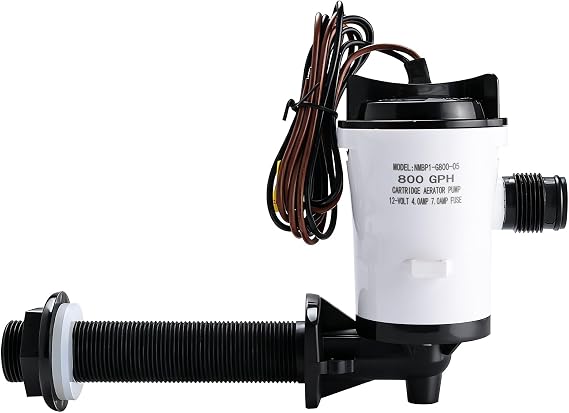 Livewell Pump, 12V 800GPH 4.0A Live Bait Tank Aerator Submersible Cartridge Boat Bilge Pump