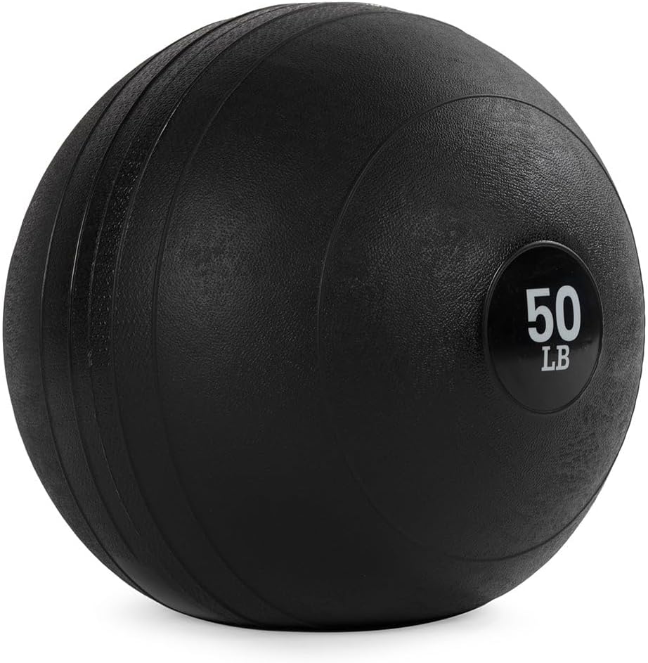 Titan Fitness 50 LB Rubber Slam Ball, Dead Weight Ball Absorbs Impact, Minimal Bounce, Textured Surface for Strength and Conditioning, Slam Ball Exercises, Cardio Workouts, Full Body Workout