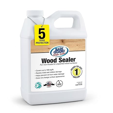 Rainguard Water Sealers Wood Sealer, Penetrating Protection Against Water Damage, Rotting, and Stains, for All Wood Surfaces, Silane/Siloxane Waterproofer, Natural Finish, Ready to Use, 1 Gallon