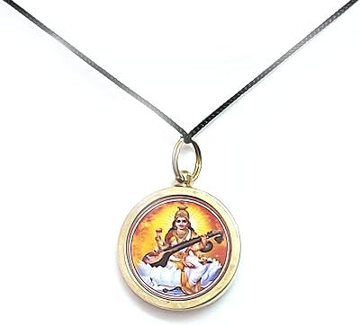 ASTROGHAR Shree Maa Saraswati Yantra Mantra Brass Pendant for Men and Women
