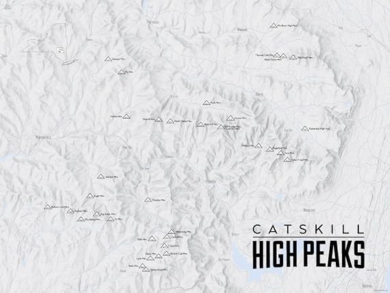 Catskill High Peaks Checklist 18x24 Poster (Gray)