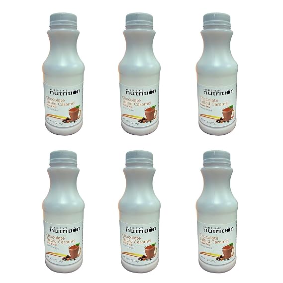 Nutmeg State Nutrition On The Go Low-Carb High Protein (15g) Meal Replacement Shakes for Diet or Weight Loss - (6 Bottles) - Low Calorie, Aspartame Free, (Chocolate Salted Caramel)