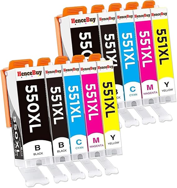 550 551 XL Patronen Kompatibel für Canon PGI-550 CLI-551 XL Druckerpatronen für Pixma IP7250 MX925 MX920 MX725 MG5650 MG5550 MG6450 MG7550 MG6650 MG5400 MG5450 IP7200 IX6850 (10er-Pack)