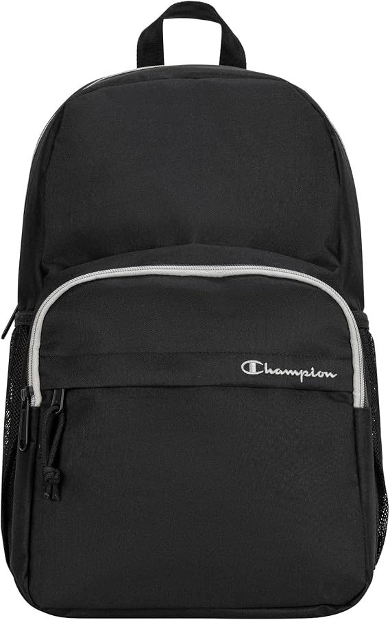 Champion Luna Laptop Backpack with Padded Adjustable Straps, Water Bottle Pocket for Work, Travel, Daily Use, Black, One Size